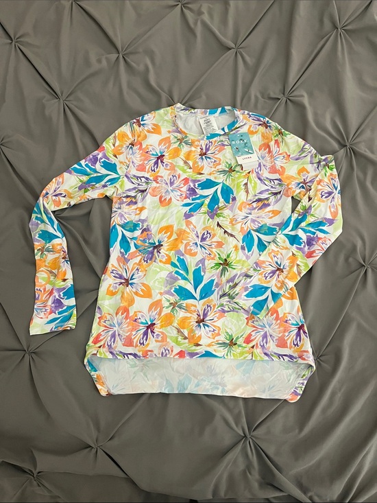 Roxy Other - Roxy Floral Long Sleeve Rash Guard - Blue, Orange, Purple, Green